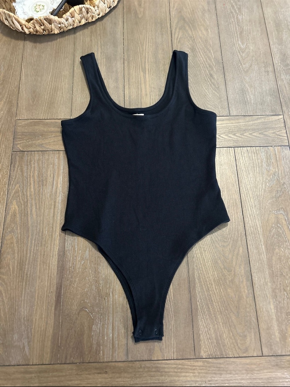 L'AGENCE Black Ribbed Tank One-Piece Bodysuit for Kids
